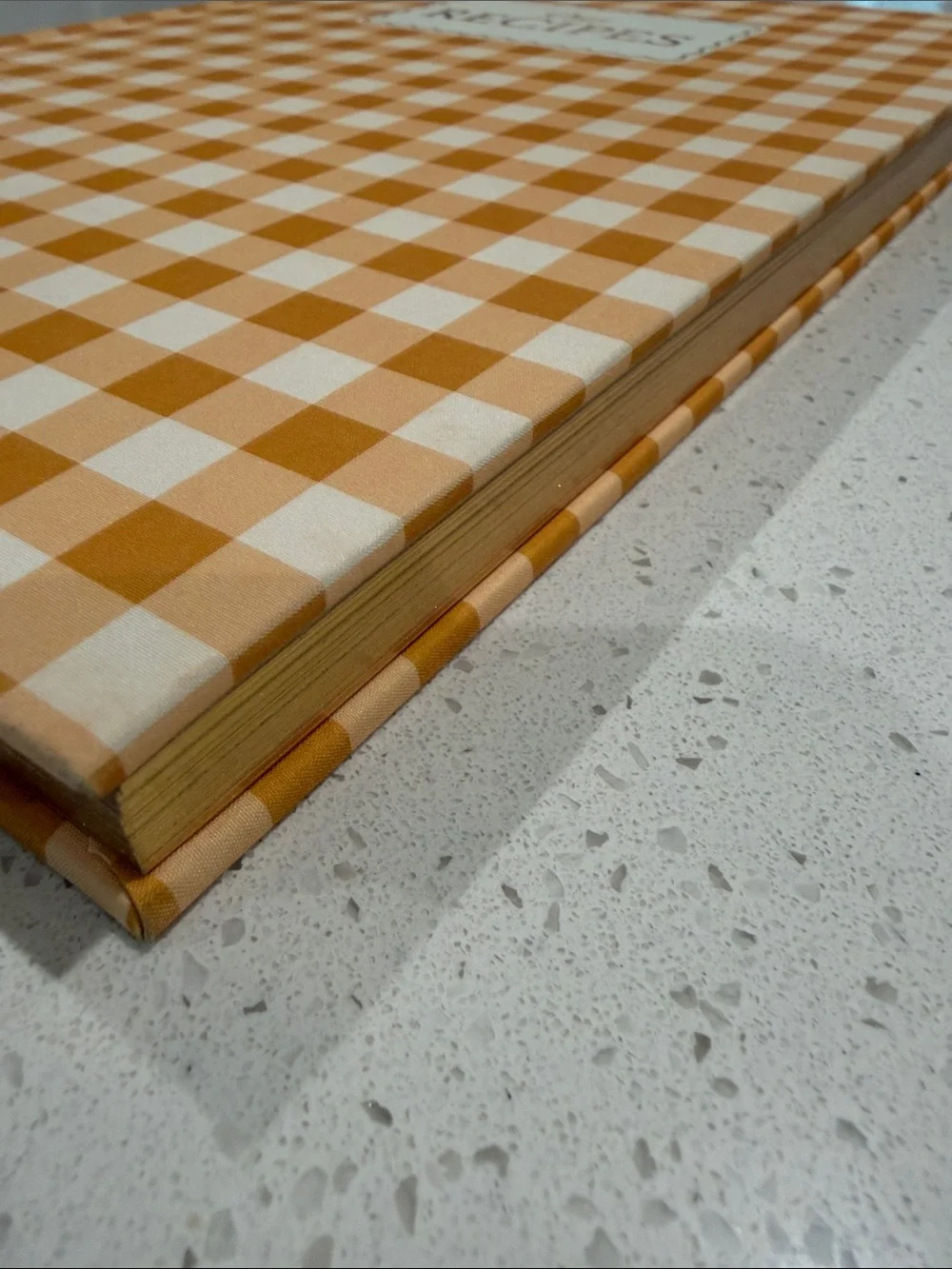 Gingham 'Our Recipes' Cookbook Binder - Gold and White Keepsake Family Recipes